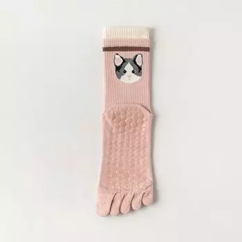 Fat Pear Diary Professional Yoga Socks Female Knee Socks Five Finger Fitness Dance Pilates Non Slip Sports Yoga Room Socks Pink
