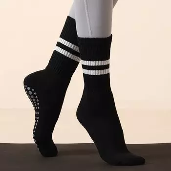 Fat Pear Professional Yoga Socks Parallel Bars Female Mid Tube Cotton Dance PRA Heattech Ti Non Slip Sports Yoga Floor Socks Black