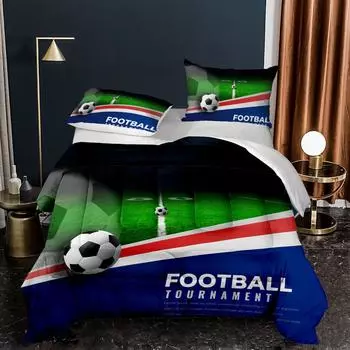 Fat Quilt World Cup Football Decorative Quilt Digital Printing Thickened Feather Silk Cotton Quilt Core Twin 172 * 218 Pillowcase 50 * 75