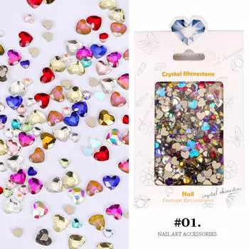 Fat Star Цветной бриллиант Смешанный Любовь Квадратный бриллиант Плоский нижний бриллиант Звезда Луна Дизайн ногтей Бриллиантовый дизайн ногтей Украшения Смешанный