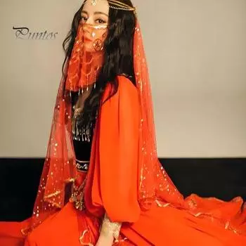 Фата для выступлений, прозрачная сетка, блестки и бисер, декор для танца живота, этническая фата для лица в стиле ретро, ханьфу, реквизит, костюм на Хэллоуин, аксессуар розы красного