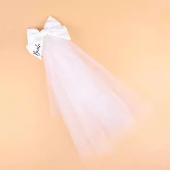 Фата невесты с бантом, белый бант, сетчатый головной убор для невесты, подружки невесты, свадебные аксессуары для волос, принадлежности для помолвки one size