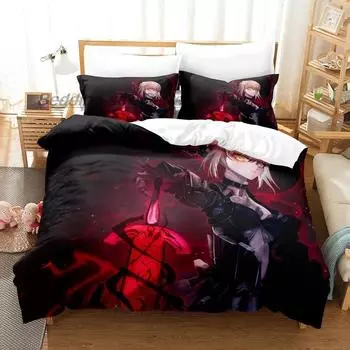Fate saber Bedding Set Single Twin Full Queen King Size Bed Set Aldult Kid Bedroom Duvetcover Sets 3D Print Anime Bed Sheet Set 70x133cm 2pcs