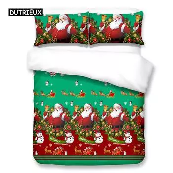 Father Christmas Bedding Set Duvet Cover Set 3d Bedding Digital Printing Bed Linen Queen Size Bedding Sets Fashion Design EU single(135x200cm)