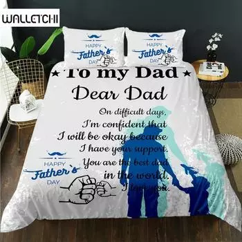 Father s Day Duvet Cover Set Queen Single Double Size Letter To Father Bedding Set Microfiber Father s Day Gift Twin Quilt Cover EU single(135x200cm)