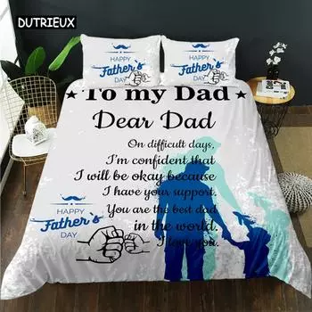 Father s Day Duvet Cover Set Queen Single Double Size Letter To Father Bedding Set Microfiber Father s Day Gift Twin Quilt Cover EU single(135x200cm)