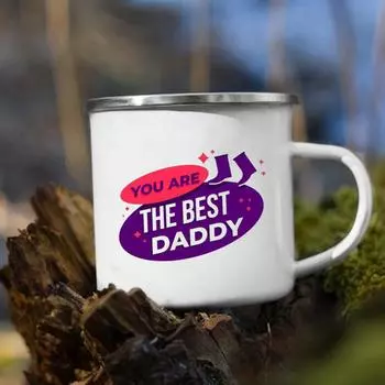 Father s Day Enamel Mug White Handled Cup Coffee Tea Enamel Mug Drink Water The Best Original and Fun Father s Day Gift 360ml