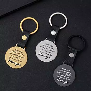 Father s Day Keychain New Key Ring Accessories Inspirational Language Ornament Stainless Steel Engraved Pendants Creative Gift