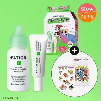 FATION Nosca9 Trouble Toning Ampoule 30 мл, специальный набор (+Проблемная сыворотка 5мл) (Издание Power Girls)