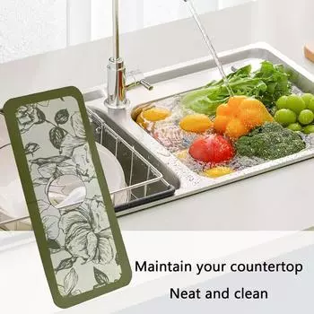 Faucet Drip Catcher Faucet Sink Splash Guard Mat Kitchen Sink Draining Mat Tap Splash Guard Drip Tray Mat Sink Drainage Pad for светло-зеленый