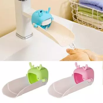 Удлинитель крана в форме мультяшного оленя предотвращает разбрызгивание, оптимальный выход воды для малышей, детей, удлинитель крана для мытья рук зелёный