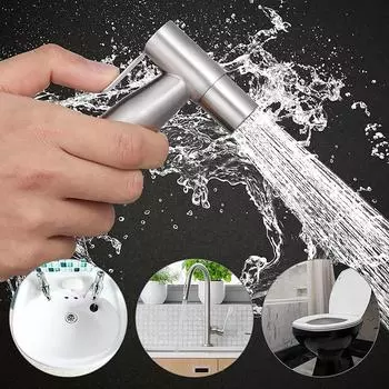 Faucet Luxury Handheld Bidet Toilet Jet Spray Hygienic Douche Shower Kit серебряный