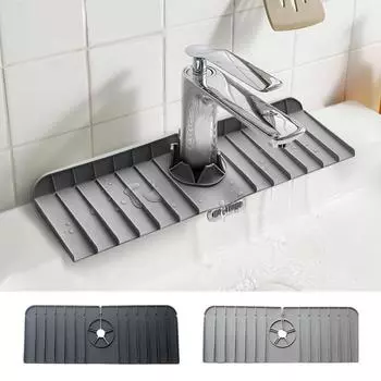 Faucet Mat Silicone Drainage Mat Kitchen Faucet Drain Pad Sink Splash Guard Bathroom Countertop Protector Soap Storage Rack Tray As picture show