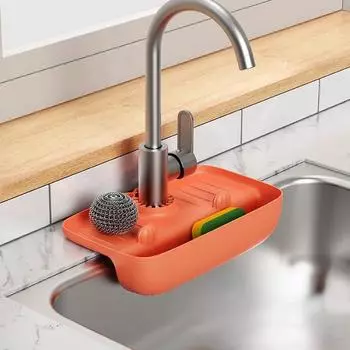 Faucet Splash Proof Drainage Rack Sink Collection Mat Anti Slip Table Surface Mat Kitchen Drainage Storage Rack AVE