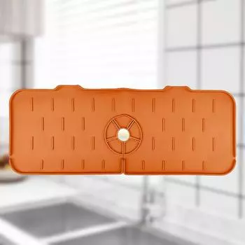 Faucet Splashproof Pad Anti-Spray Faucet Water Catcher Mat Non-Slip Faucet Handle Drip Catcher Tray for Kitchen Sink Accessories чёрный