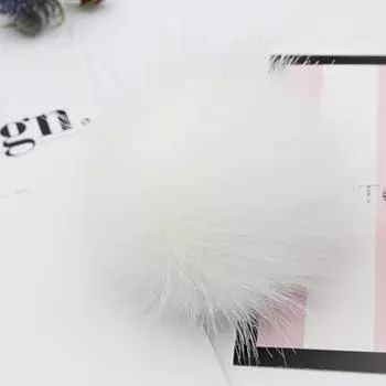 Faux Diy 47inch Raccoon Fur Pom Poms Ball For Knitting Beanie Accessories Hats White