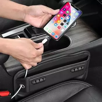 Искусственная кожа Автомобильный заполнитель для сиденья, центральная консоль, органайзер для хранения, коробка-подключаемый модуль коричневый