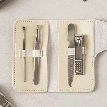 Faux Leather Pouch Nail Clipper Set