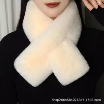 Faux Rabbit Fur Plush Scarf: Versatile Winter Neck Guard 85 cm