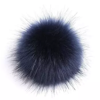 Faux Women Diy Raccoon Fur Pom Poms Ball For Knitting Beanie Hats Accessories Navy Blue