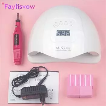 Faylisvow УФ-светодиодная лампа для ногтей и электрическая дрель для ногтей, полировщик, машина для снятия геля, маникюрный набор для дизайна ногтей, косметические инструменты Blue Nail Drill белый