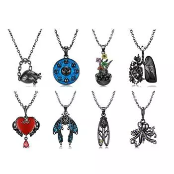 Фаза Луны Череп Смайлик Кулон Ожерелья Ювелирные Изделия Аутентичные Стерлингового Серебра 925 пробы для Модных Женщин Ожерелье Ювелирный Аксессуар Мотыльки Скелет Подвеска
