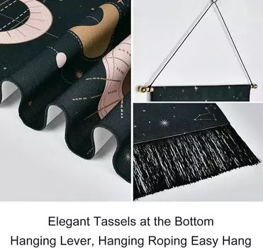 Фаза Луны Гобелен Настенное украшение для комнаты Бабочка Гобелен Гобелены Луна бежевый