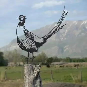 Фазан садовое украшение ретро металлическая пластина для заднего двора и дерева искусство, силуэт железное искусство для дворов или комнат чёрный