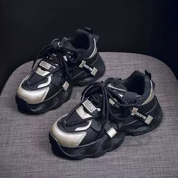 FB3305: Женские корейские туфли Dad Shoes - осень 2024 г., толстая подошва, увеличивающие рост, повседневные спортивные кроссовки для бега Size 39