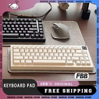 FBB Linen Hifi Keyboard Pad Thick Thread Knitted Shock Absorption Customized Noise Reduction Mechanical Keyboard Typing Sound 37x14cm светло-серый