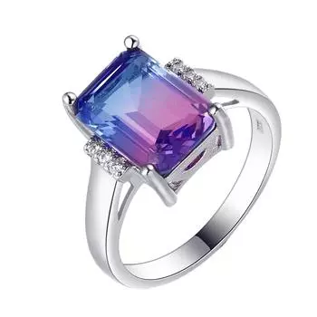 FCGJHW многоцветный большой прямоугольный 10*14 мм турмалин циркон кольцо женское помолвка свадьба вечеринка ювелирные изделия годовщина 6