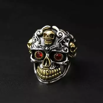 FDLK Личность мужские ретро кольца европейские и американские кольца с черепом на указательный палец мужские мотоциклетные кольца в стиле рок готический панк 7