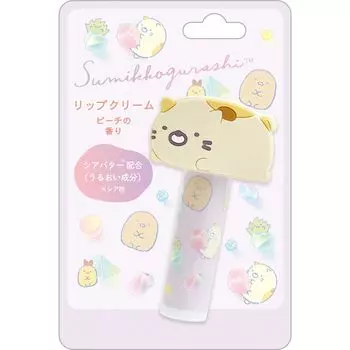FE41002 Sumikko Gurashi Крем для губ с талисманом Кот (Персиковый аромат)