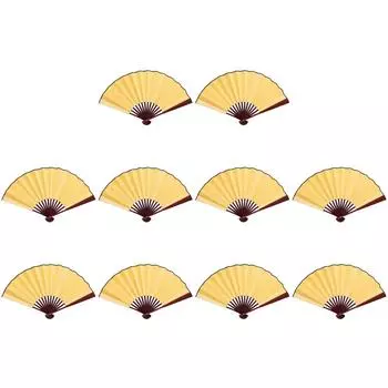 FE # 10-дюймовый складной веер из шелковой ткани DIY веер для рисования свадебное украшение дома (Йель