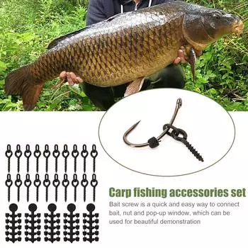 FE# 20 Pcs Fishing Screws 50 Pcs Hook Stop Kit Fishing Lure Screws Hook (Set Two