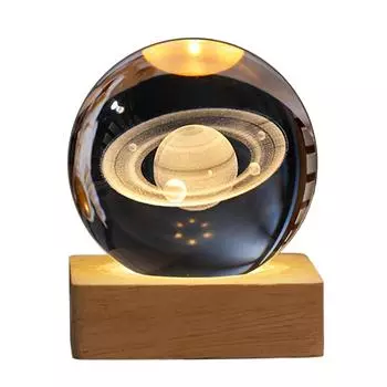FE# 3D гравированный маленький стеклянный шар декоративный USB зарядка для спальни декор (солнечная система