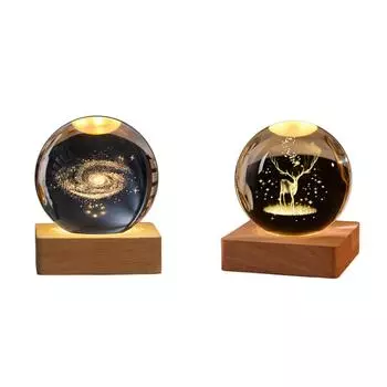 FE# 3D гравированный маленький стеклянный шар декоративный USB зарядка для спальни декор (Млечный Путь