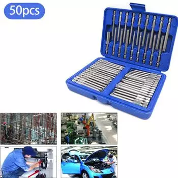 FE# 50 шт. Набор удлиненных отверточных бит из хромованадиевой стали 75 мм, отвертка, бита Conven