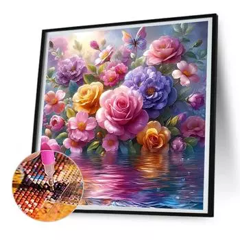 FE# 5D DIY Полный Круглый Дрель Алмазная Картина Цветок Набор Домашний Декор Искусство Ремесло 30x