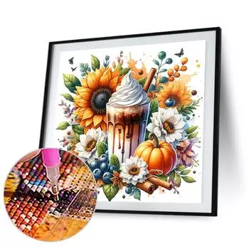 FE# 5D DIY Полный Круглый Дрель Алмазная Картина Кофейный Набор Домашний Декор Искусство Ремесло w4065