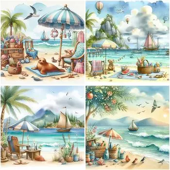 FE# 5D DIY Полный Круглый Дрель Частичный AB Алмазная Картина Пляжный Набор Арт Декор ZQS3559