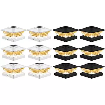 FE # 6 шт. солнечные фонари для столбов, 2 режима, IP65, водонепроницаемая солнечная батарея для забора, колпачок L six black pieces