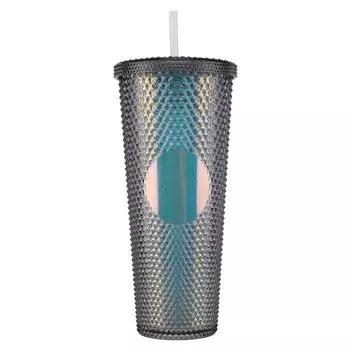 FE # 710 мл пластиковый стакан для воды соломенной чашки с крышкой для дома и на открытом воздухе (черный)