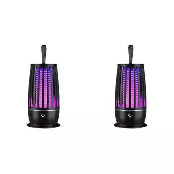 FE# Bug Zapper Trap Lamp USB Rechargeable Indoor Electric Bug Zapper (Black)