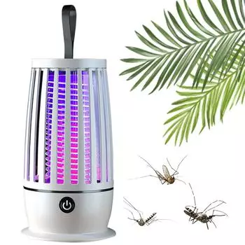 FE# Electric Mosquito Swatter USB Rechargeable Electric Fly Trap with Night Ligh A