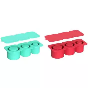 FE# Лоток для кубиков льда с крышкой Силиконовый цилиндр Формы для кубиков льда для чашек на 30-40 унций (Gr