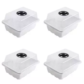 FE# Лоток для рассады семян с 12 отверстиями и куполом для увлажнения для суккулентных растений (белый)