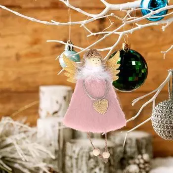 FE# Милая плюшевая игрушка Санта-Клауса на елку, кукла, рождественские подвесные украшения (розовый)