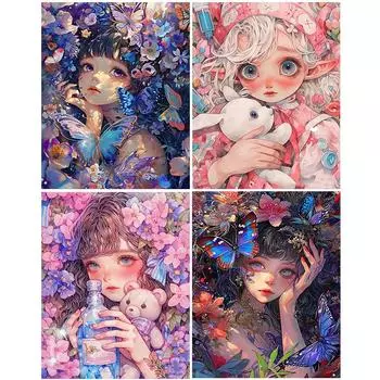 FE# Набор для рисования по номерам на холсте DIY Картина маслом Девушка Декор для дома H4359