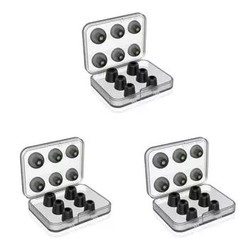 FE# Noise Isolating Memory Foam Silicone Ear Tips Comfortable for in Earbuds(Bla